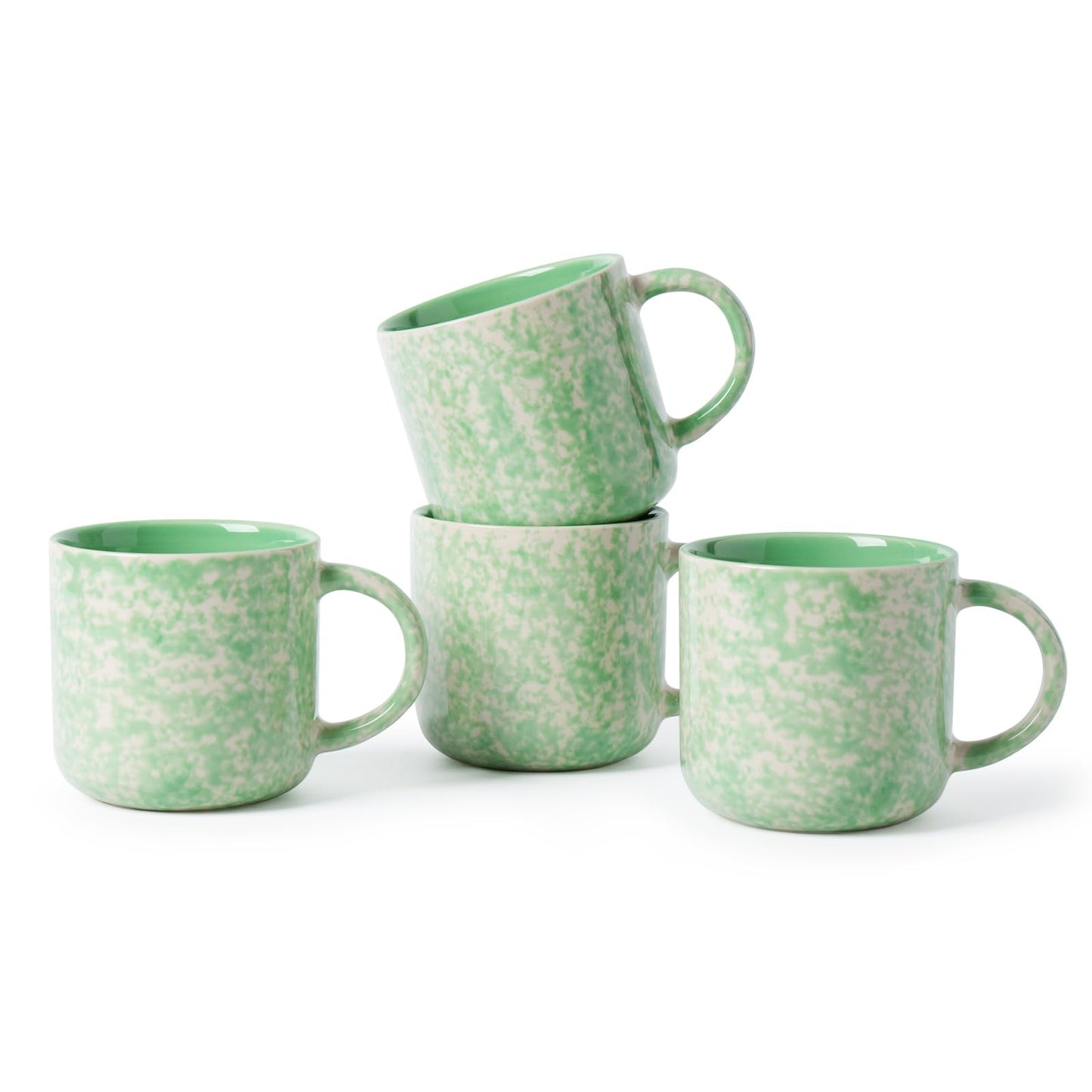 MONITO 12oz Ceramic Coffee Mugs – Set of 4, Green