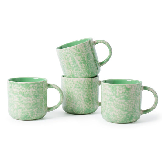 MONITO 12oz Ceramic Coffee Mugs – Set of 4, Green