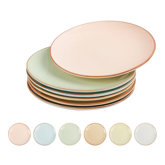 Colorful Ceramic Dessert Plates – Set of 6, 8 Inch, Assorted Colors