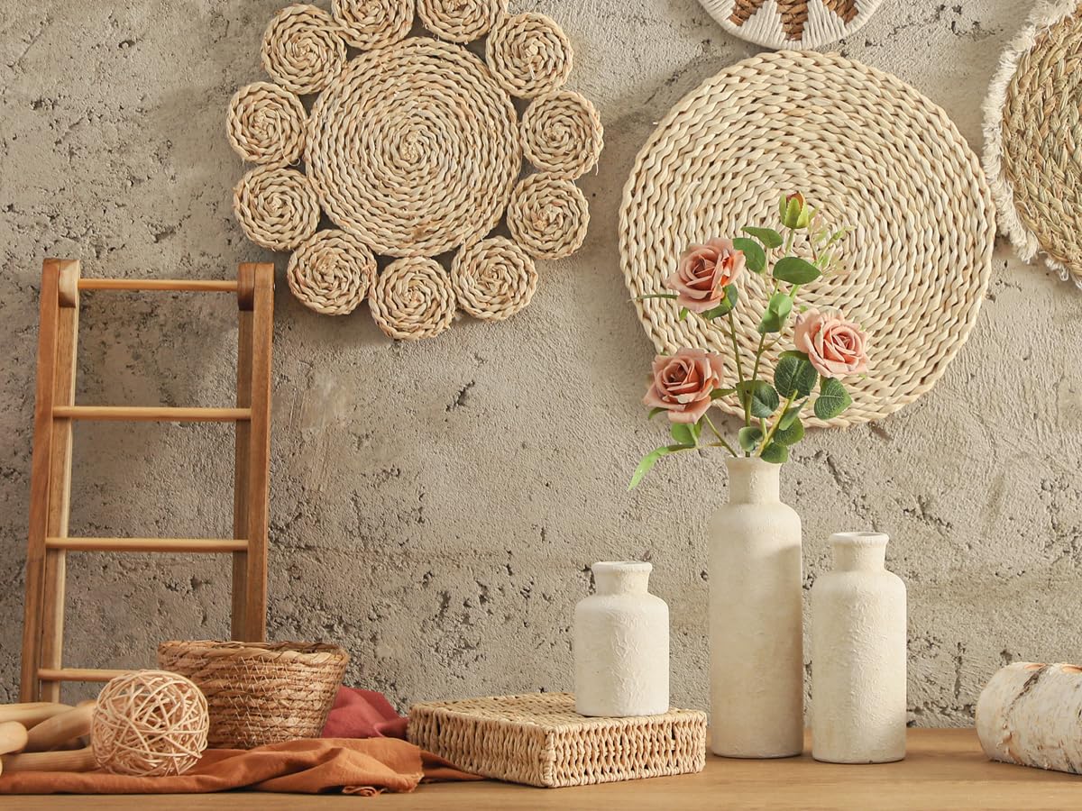 Ceramic Vases Set of 3 – Whitewashed Neutral, Farmhouse Decor