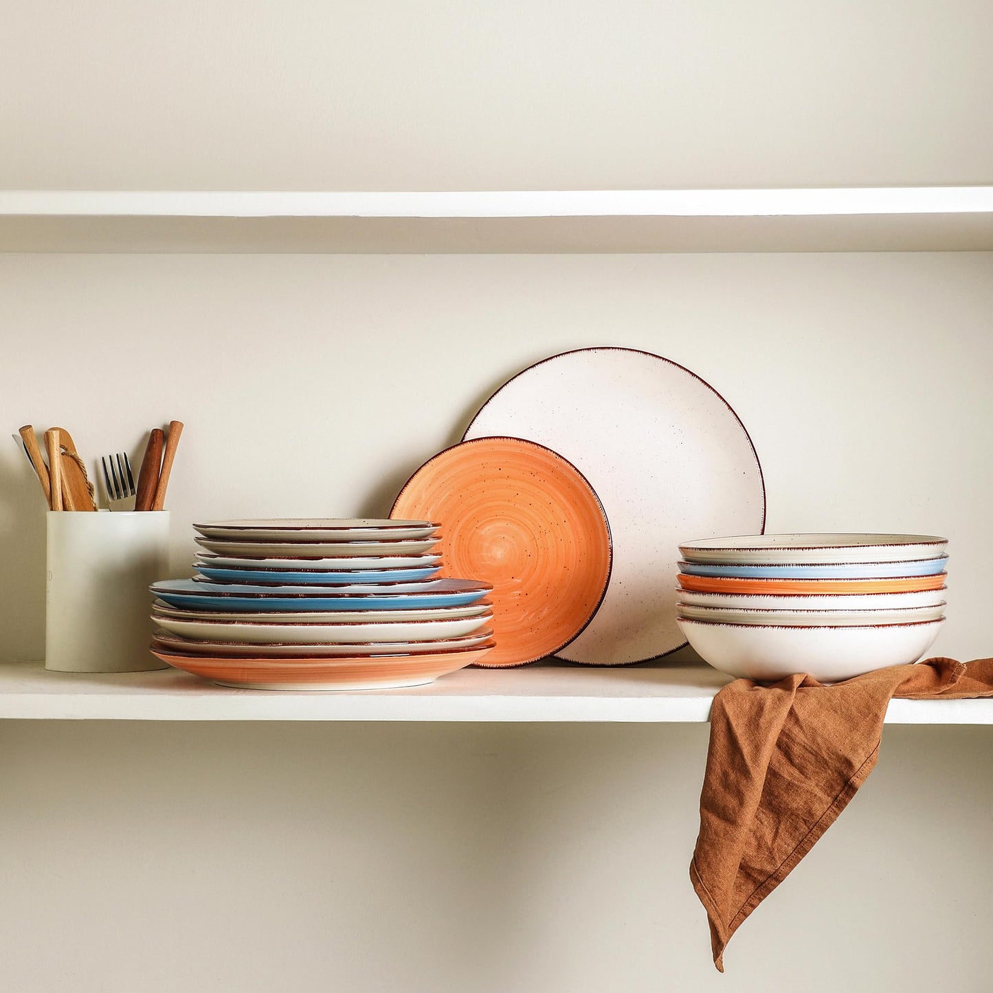 TootieWare Ceramic Dinner Plates – Set of 6, 10.5 Inch, Blue