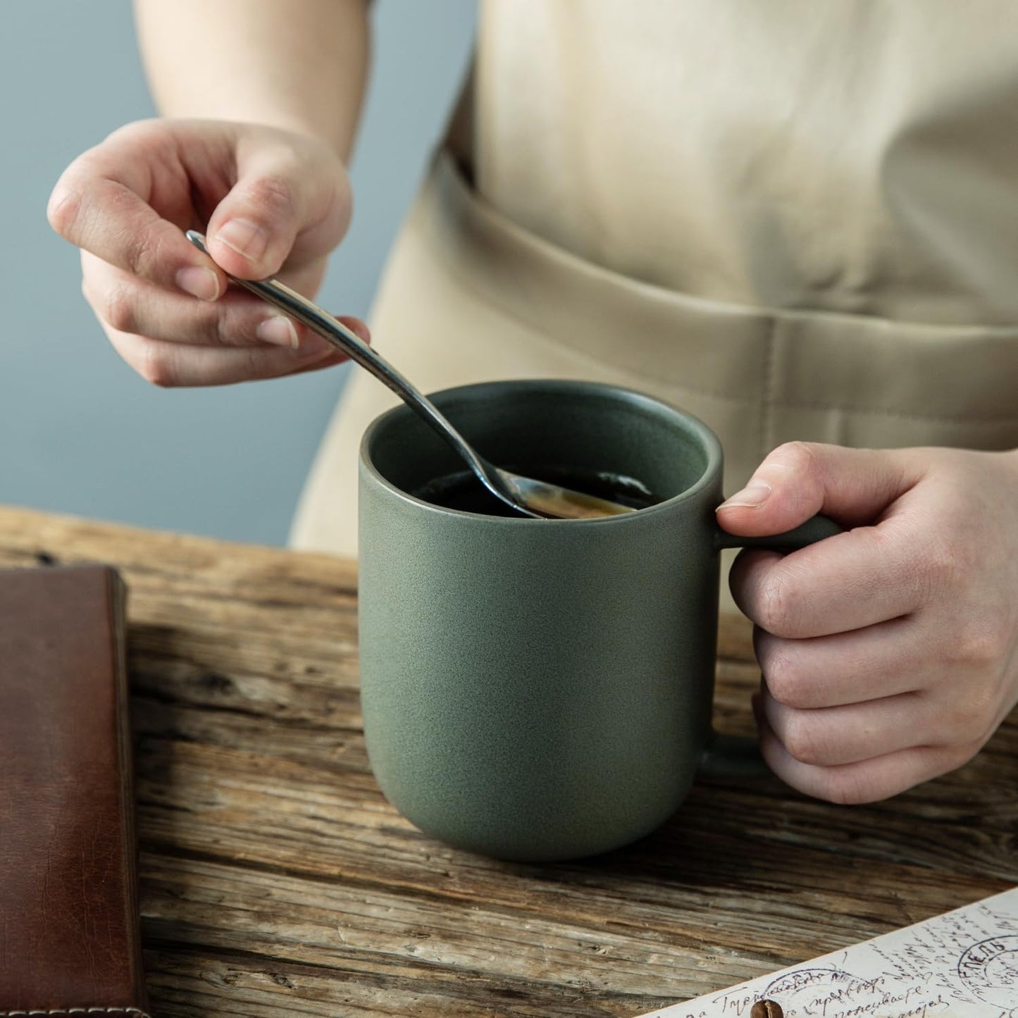 AmorArc 14oz Ceramic Coffee Mugs – Set of 6, Reactive Glaze