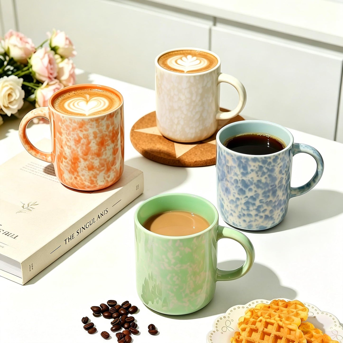 MONITO 17oz Ceramic Coffee Mugs – Set of 4