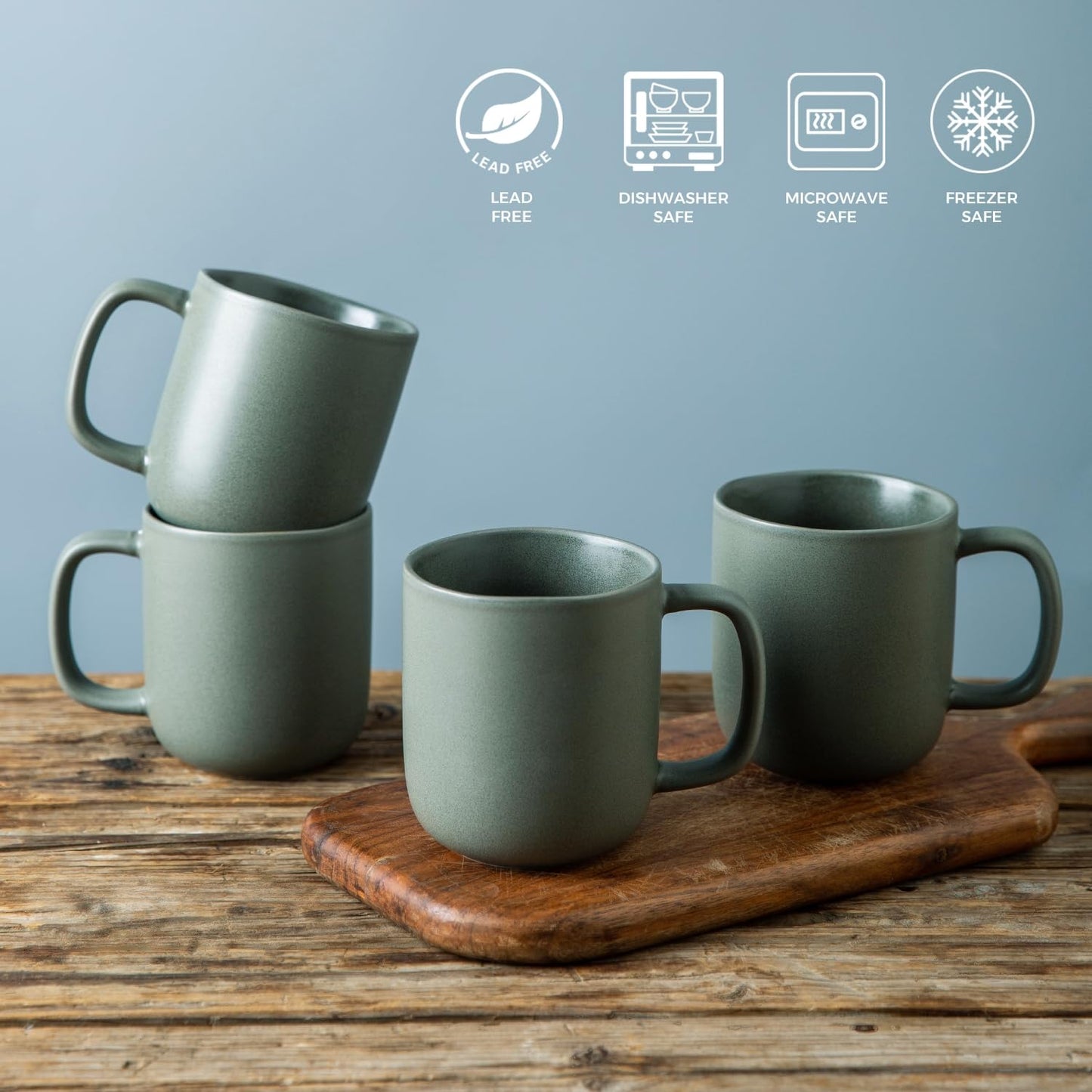 AmorArc 14oz Ceramic Coffee Mugs – Set of 6, Reactive Glaze