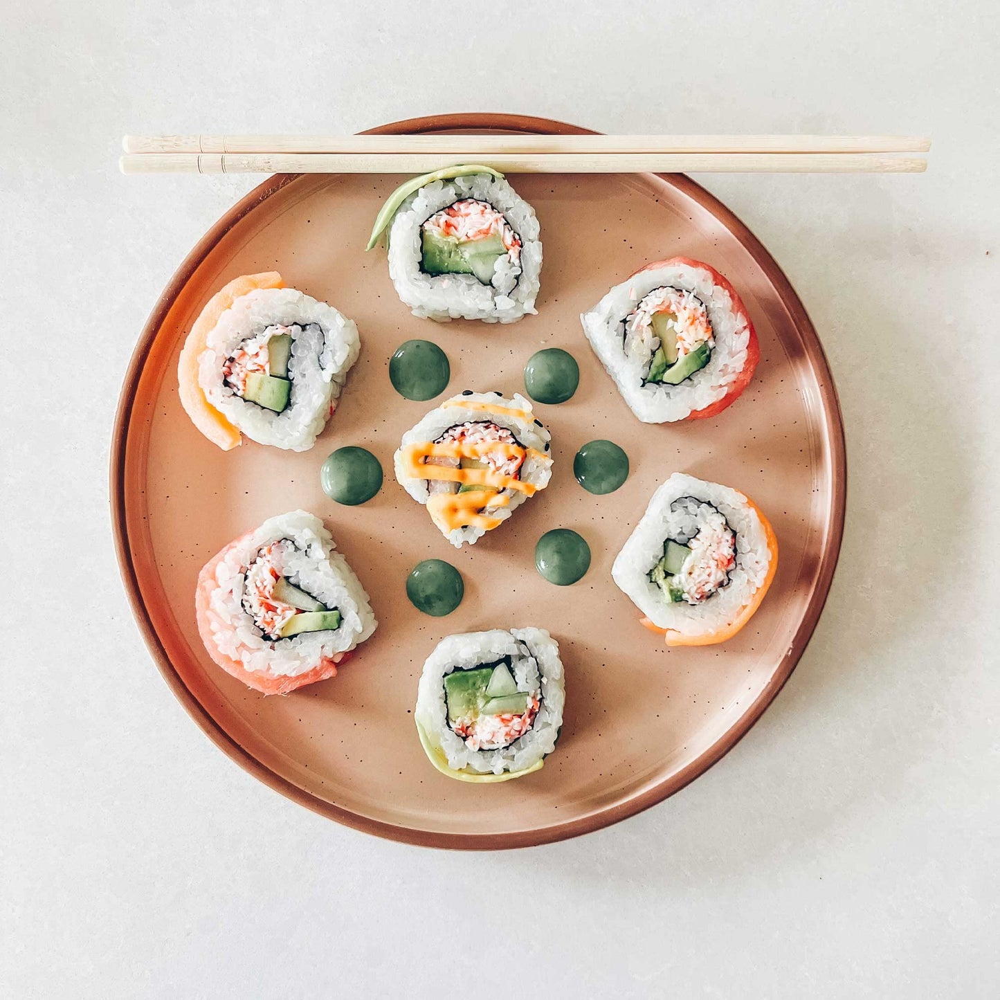 MORA Ceramic Flat Plates – Set of 6, 8 Inch, Neutral Colors