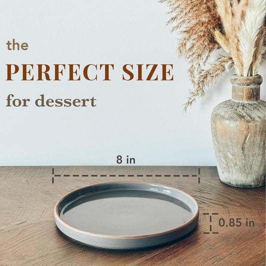 MORA Ceramic Flat Plates – Set of 6, 8 Inch, Neutral Colors