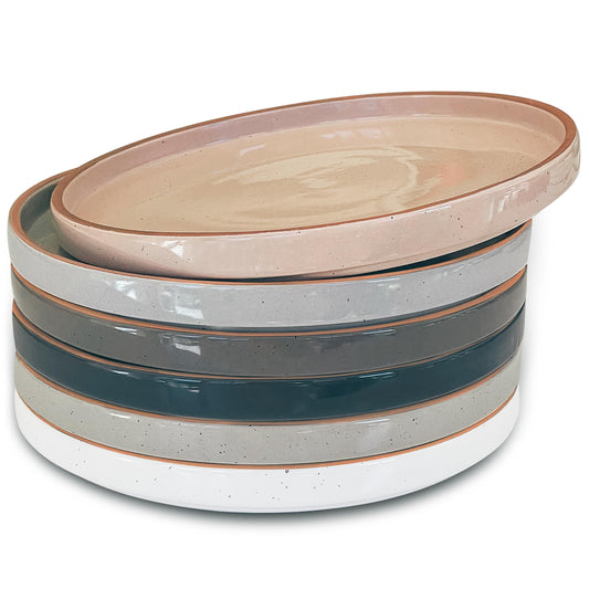 MORA Ceramic Flat Plates – Set of 6, 8 Inch, Neutral Colors